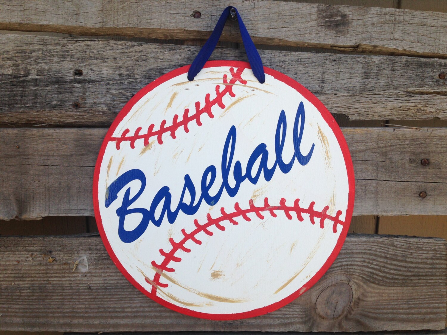 Baseball Wooden Door Hanger 10 Diameter Gift Idea