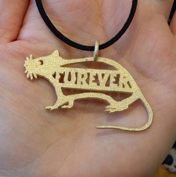 Rat necklace Gold Steel Rat pendant furever rat lover