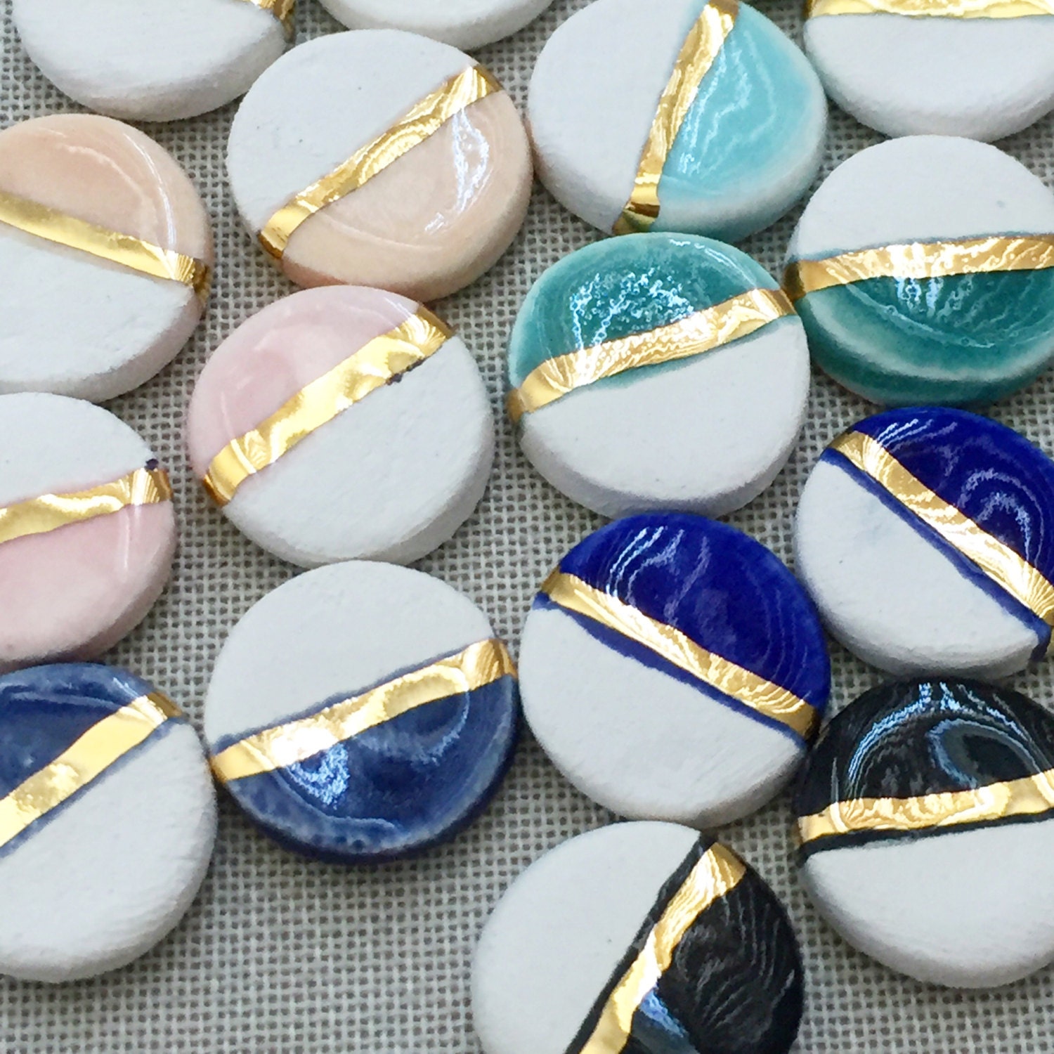 Ceramic & 22kt gold Stud Earrings minimalist geometric studs