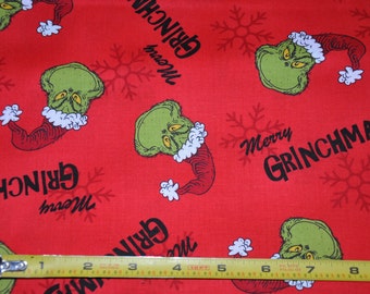New! 1/2 yard of How the Grinch Stole Christmas - Red 100% Cotton Quilt Fabric by Robert Kaufman