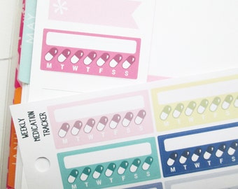 Weekly Medication Tracker Planner Stickers (TP148)