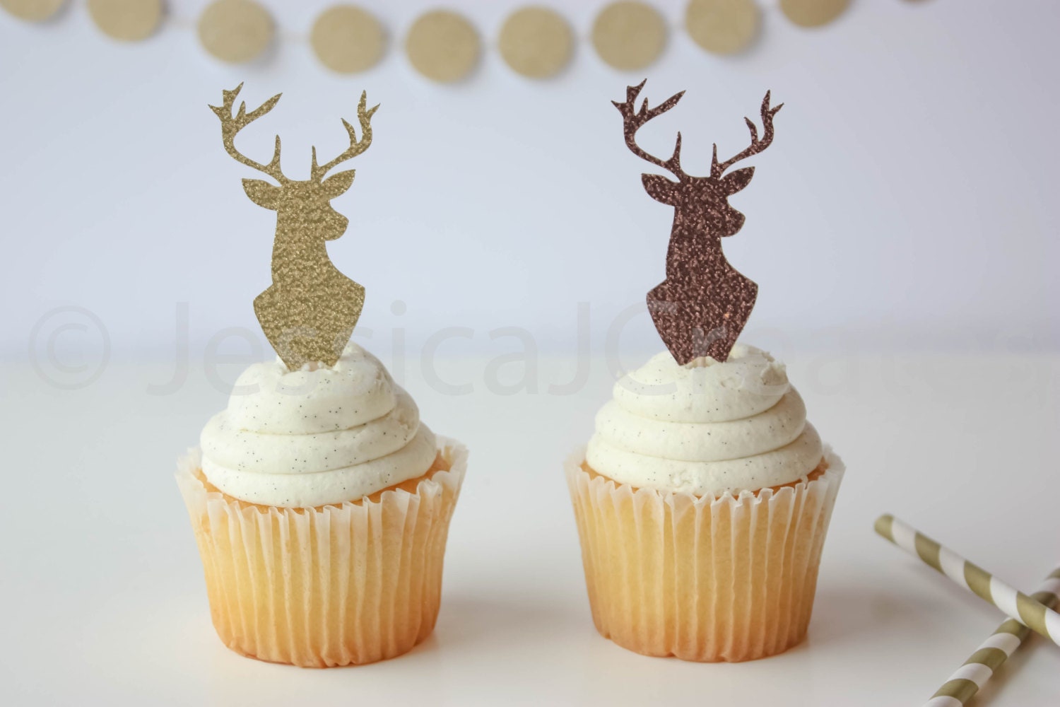 Deer Cupcake Toppers Antler Cupcake Toppers Rustic Party