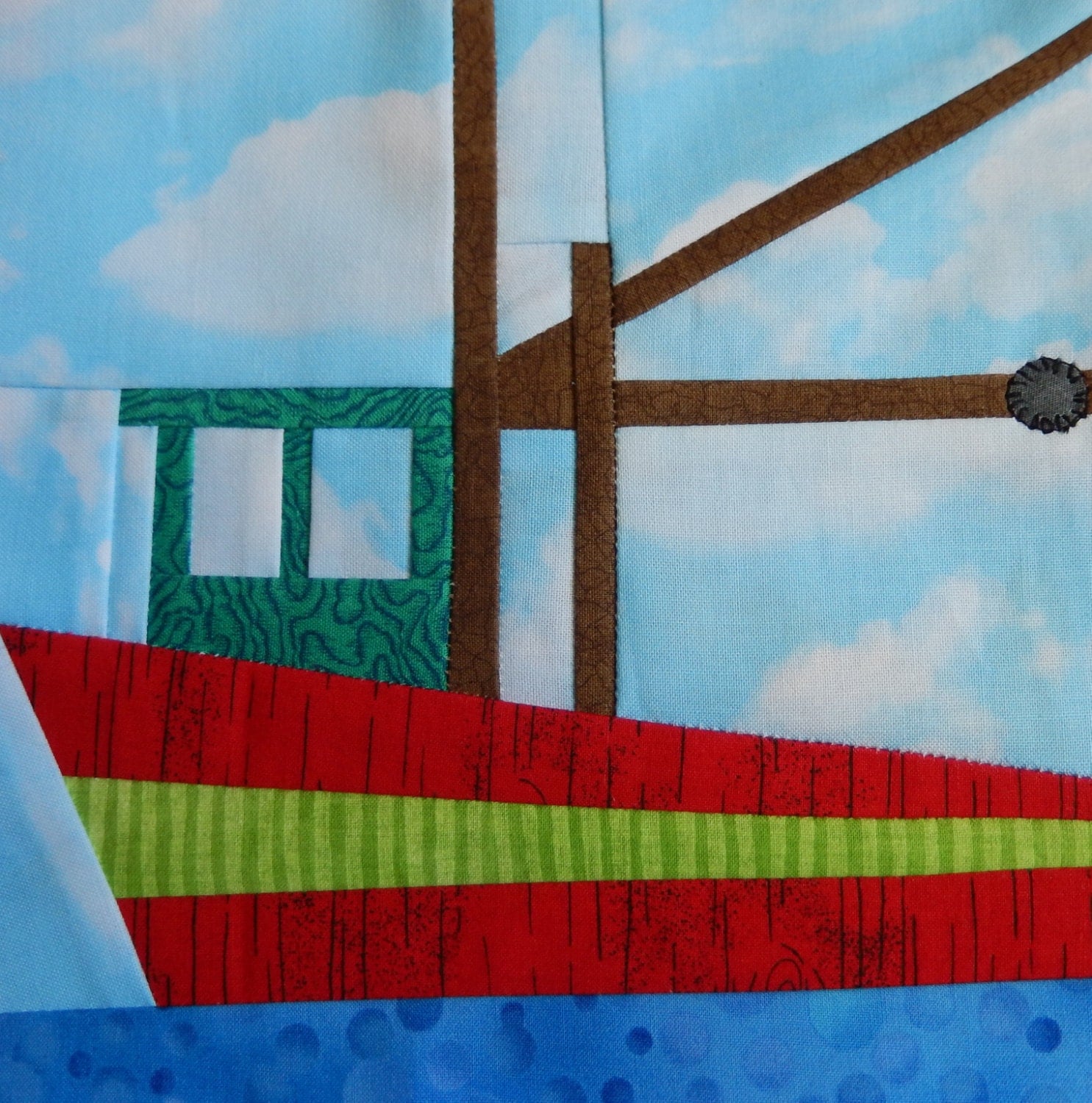 Fishing boat paper pieced PDF quilt pattern toddler or baby