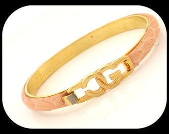 Vintage Scuola Del Cuoio Firenze Florence Python Snakeskin BANGLE BRACELET 2 1/4" C1970