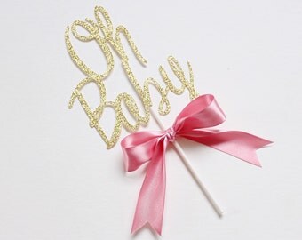 Oh Baby Cake Topper - Baby Shower Cake Topper - Gold Glitter Cake Topper - Baby Shower Cake Topper - Baby Cake - It's a Girl - It's a Boy