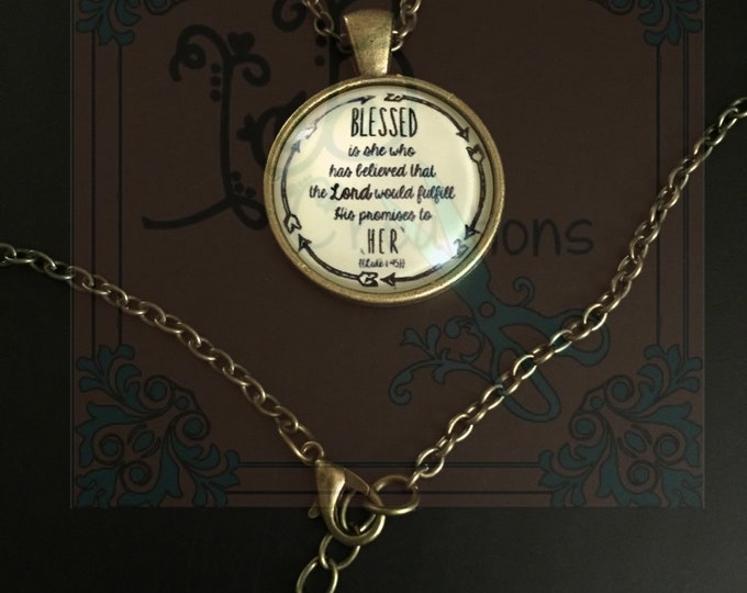 Blessed Rustic Style Pendant Dome Necklace