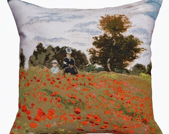 Tapestry Cushion Claude Monet - Coquelicots, La promenade (Poppies) 45x45cm (18 "x 18")