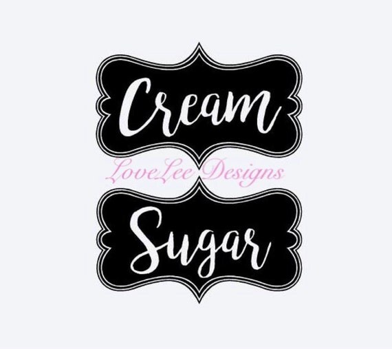Download Cream and Sugar Labels/Stickers/Canister Labels/Decal/Coffee