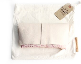 Clutch ELY, very soft nappa leather and python bag.