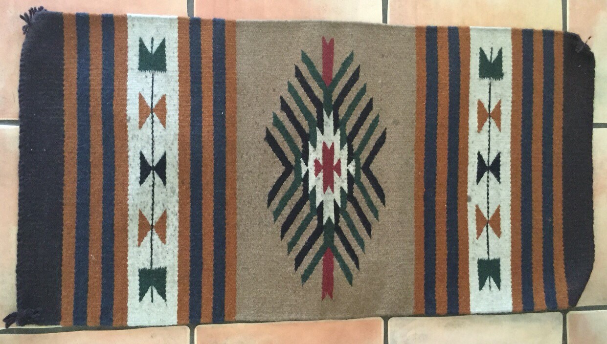 Vintage Mexican rug Vintage Zapotec rug wool woven rug