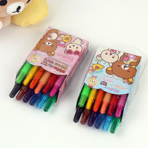 Rilakkuma 12colors mini colored pencils set by JkongJkong on Etsy