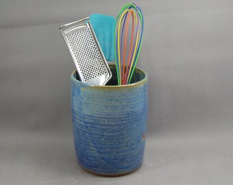 Pottery Utensil Holder Rutile Blue CHUN05