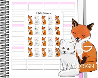 Kawaii Fox Stickers | Planner Erin Condren Plum Planner Filofax Sticker