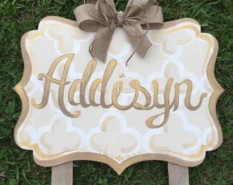 Personalized Bow Holder, Custom Bow Holder, Initial Bow Holder, Monogram Bow Holder, Hand Painted Bow Holder
