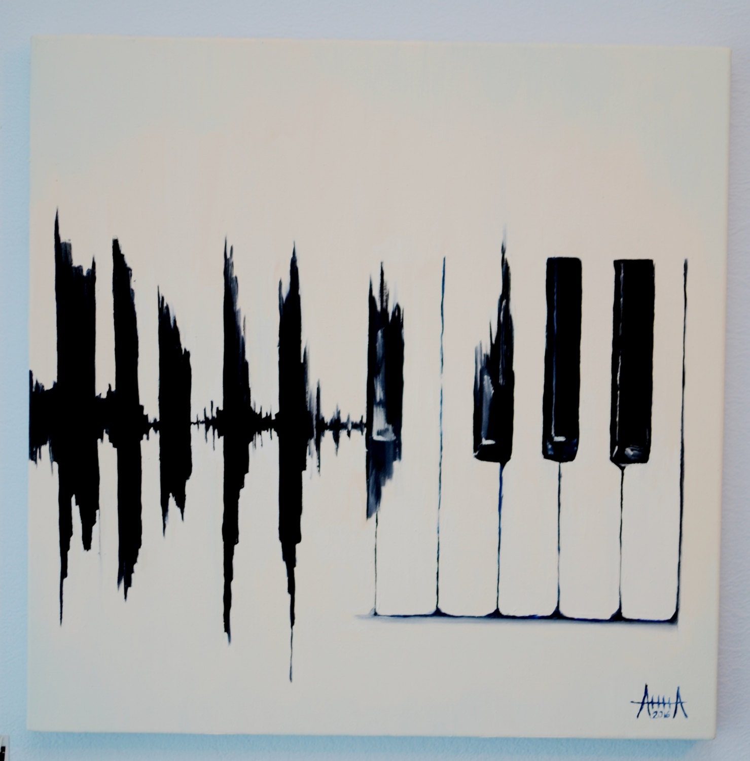 Piano keys. Sound. Music. Original oil painting 40x40 cm