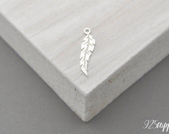 925 Sterling Silver Feather Charm, Silver feather Charm, Silver Charm, Sterling Silver feather Charm, Necklace feather Charm, Dreamcatcher