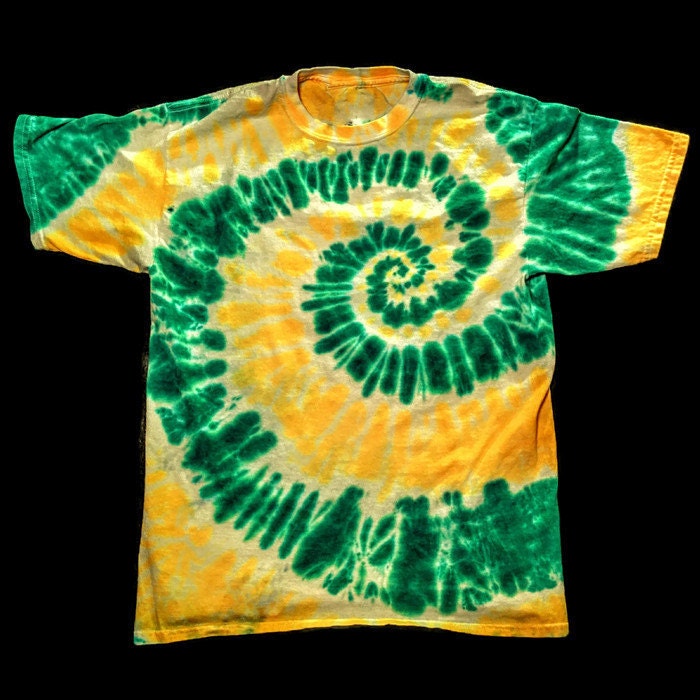 tie dye on a yellow shirt