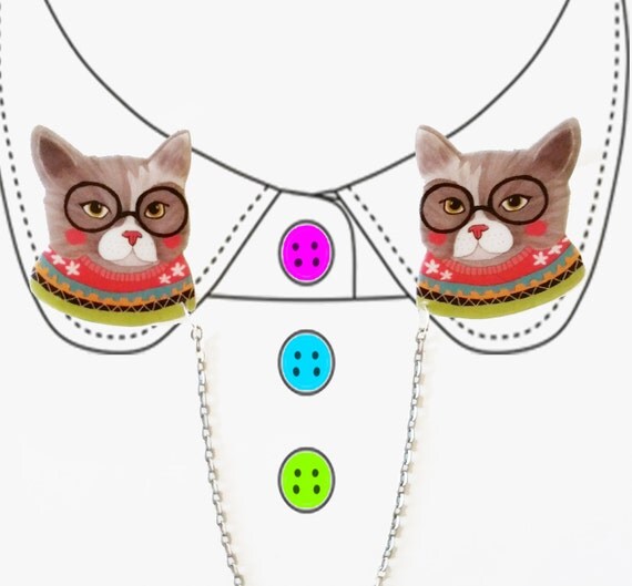 Cat collar clips // shrink plastic // llustrated by whistleburg