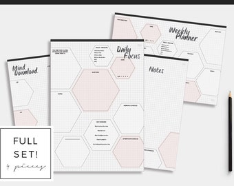 Daily Planner Printable Set. To Do List. Day Organizer. Planner and organize. Business planner. Entrepreneur Planner. Woman Gift. Pink