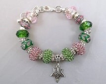 Pink & Green Leaf Sorority Necklace - Zinc Alloy Greek Jewelry Gift For Women & Girls - View #14