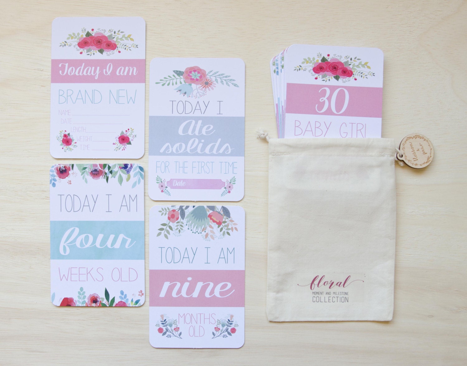 Baby Milestone Cards Baby Girl Floral Collection Milestones