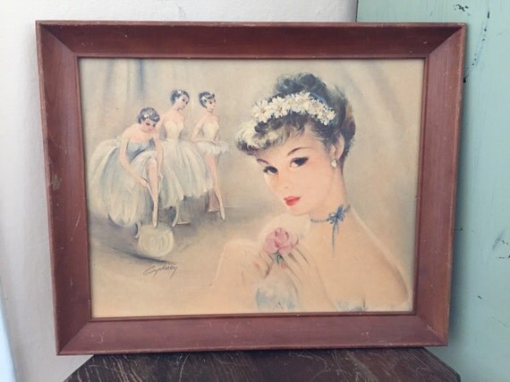 Vintage Ballerina Picture Cydney Grossman Ballerina Print