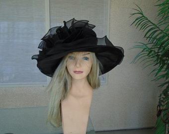 black Kentucky derby hat church hat wedding hat funeral hat