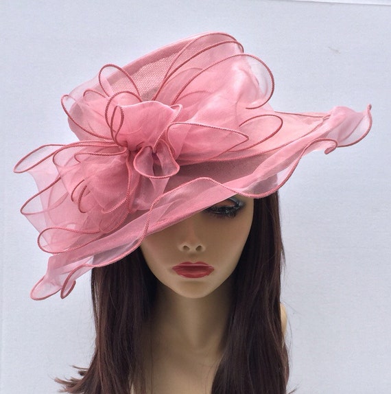 Blush Pink Organza Kentucky Derby Hat Bluch Pink W Ruffles