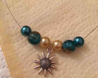 Handmade sunflower necklace