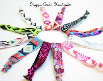 Aztec Hair Ties, Bohemian Hair Ties, Tribal Hair Ties, Elastic Hair Ties, Creaseless Hair Ties, Boho Hair Tie Set, Thank You Gift for Her