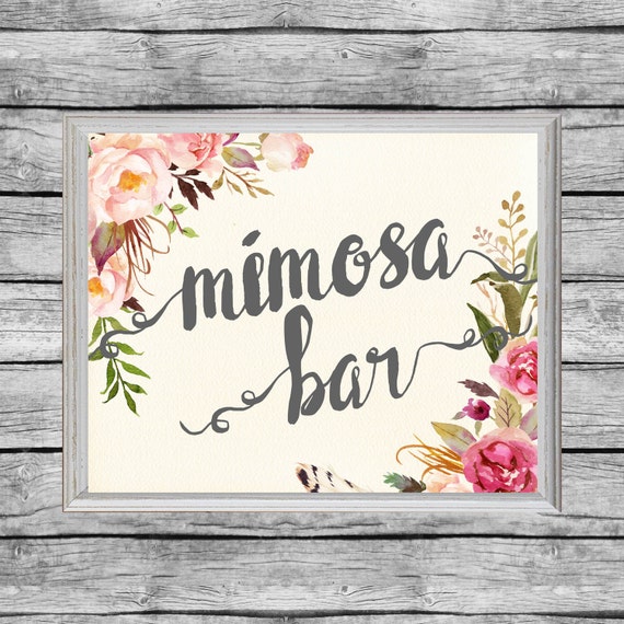 Floral Bridal Shower Mimosa Bar Sign