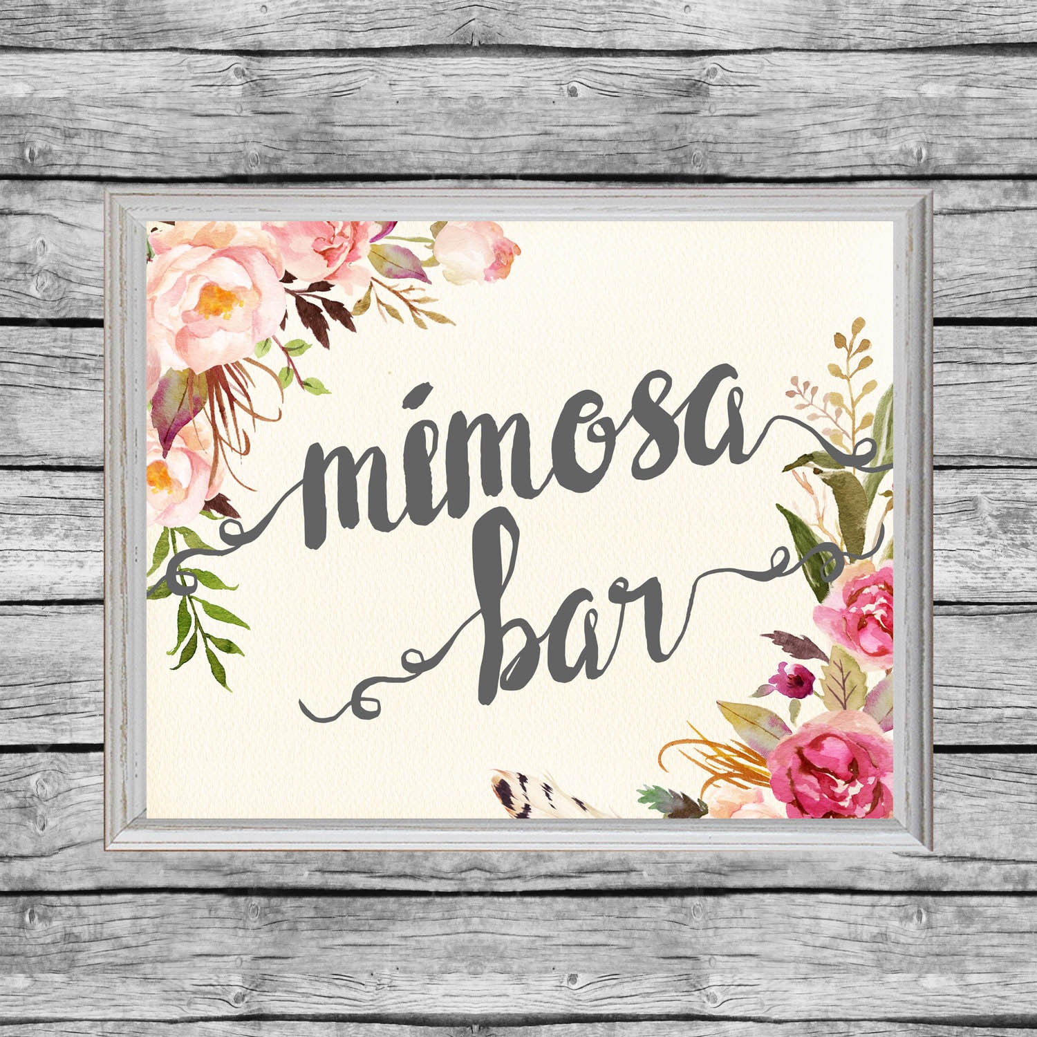 Mimosa Bar Sign. Mimosa Bar Printable. Bridal Shower Floral