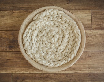 CREAM Newborn Braid, Basket stuffer, Newborn photo prop, bowl prop