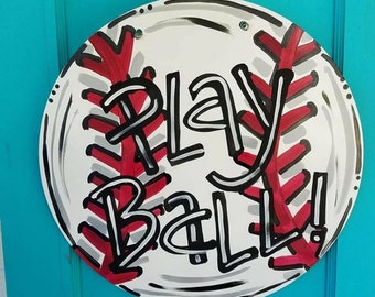 Wooden Baseball Doorhanger