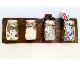 Rustic Wall Decor For Bathroom rustic mason jar organizer makeup organizer bathroom Rustic Wall Decor For Bathroom rustic mason jar organizer makeup organizer bathroom
