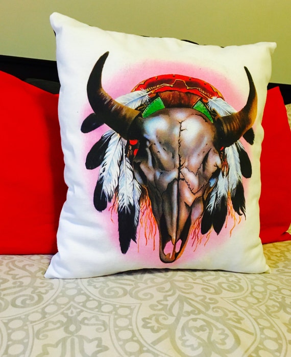 cow skull pillow