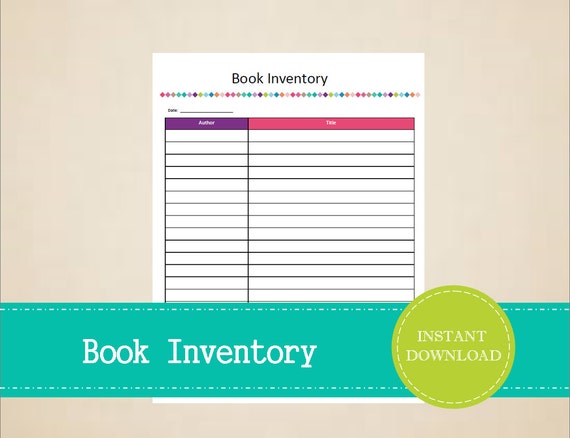 Book Inventory Printable And Editable INSTANT PDF DOWNLOAD