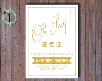 DIY - ANY COLOR - Printable / Digital Download - Social Media Hashtag Sign - Classic Oh Snap Custom