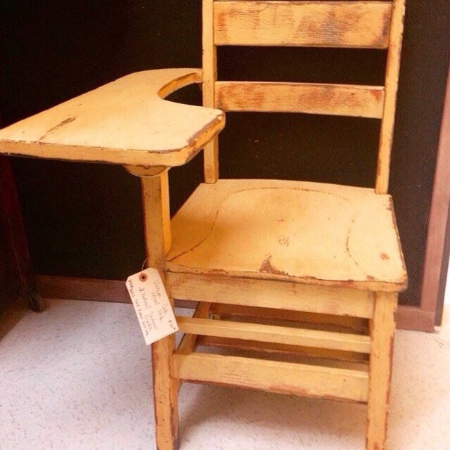 Antique Wood School Desk