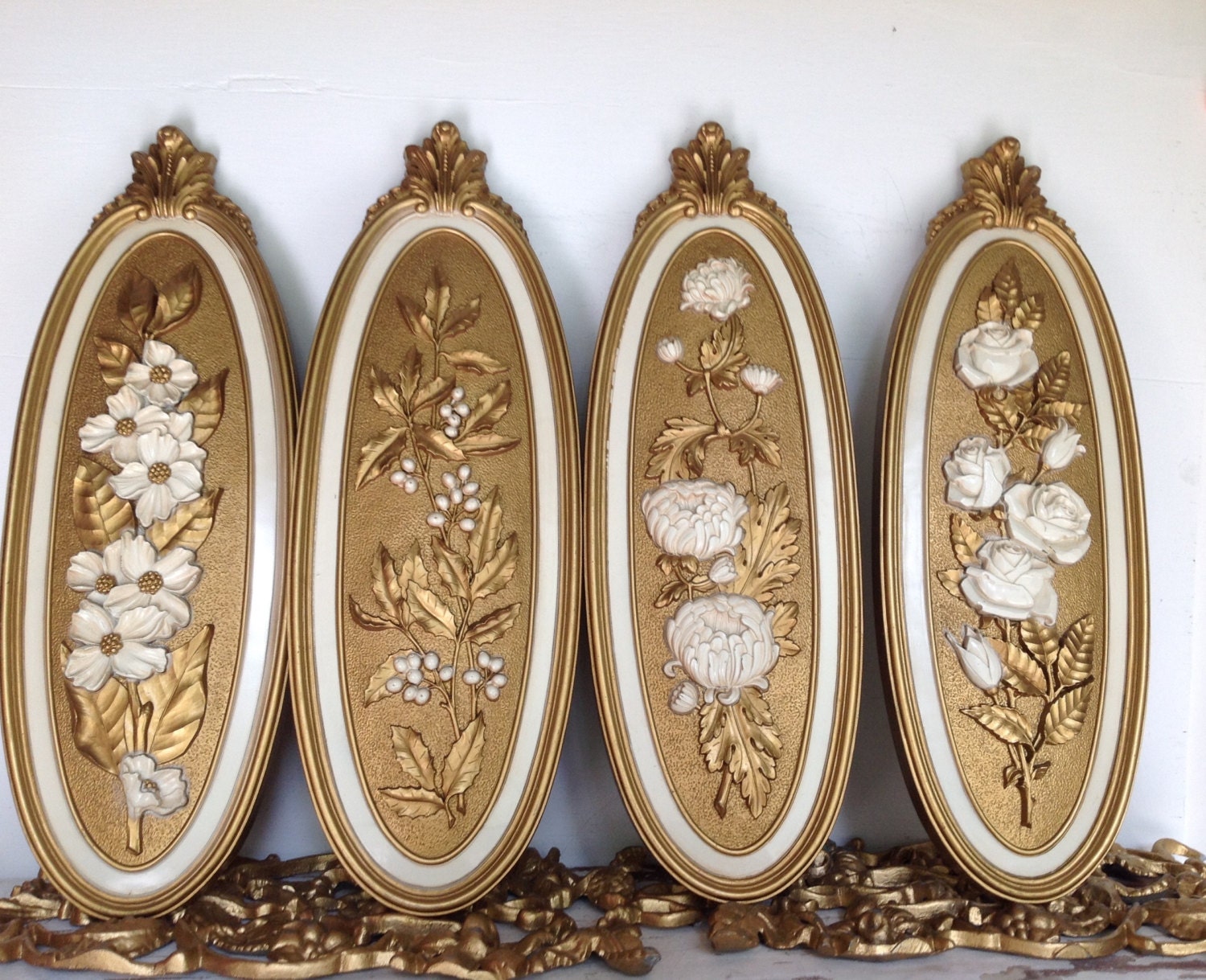 HOMCO Wall Decor Hollywood Regency Set of 4 Vintage 1972