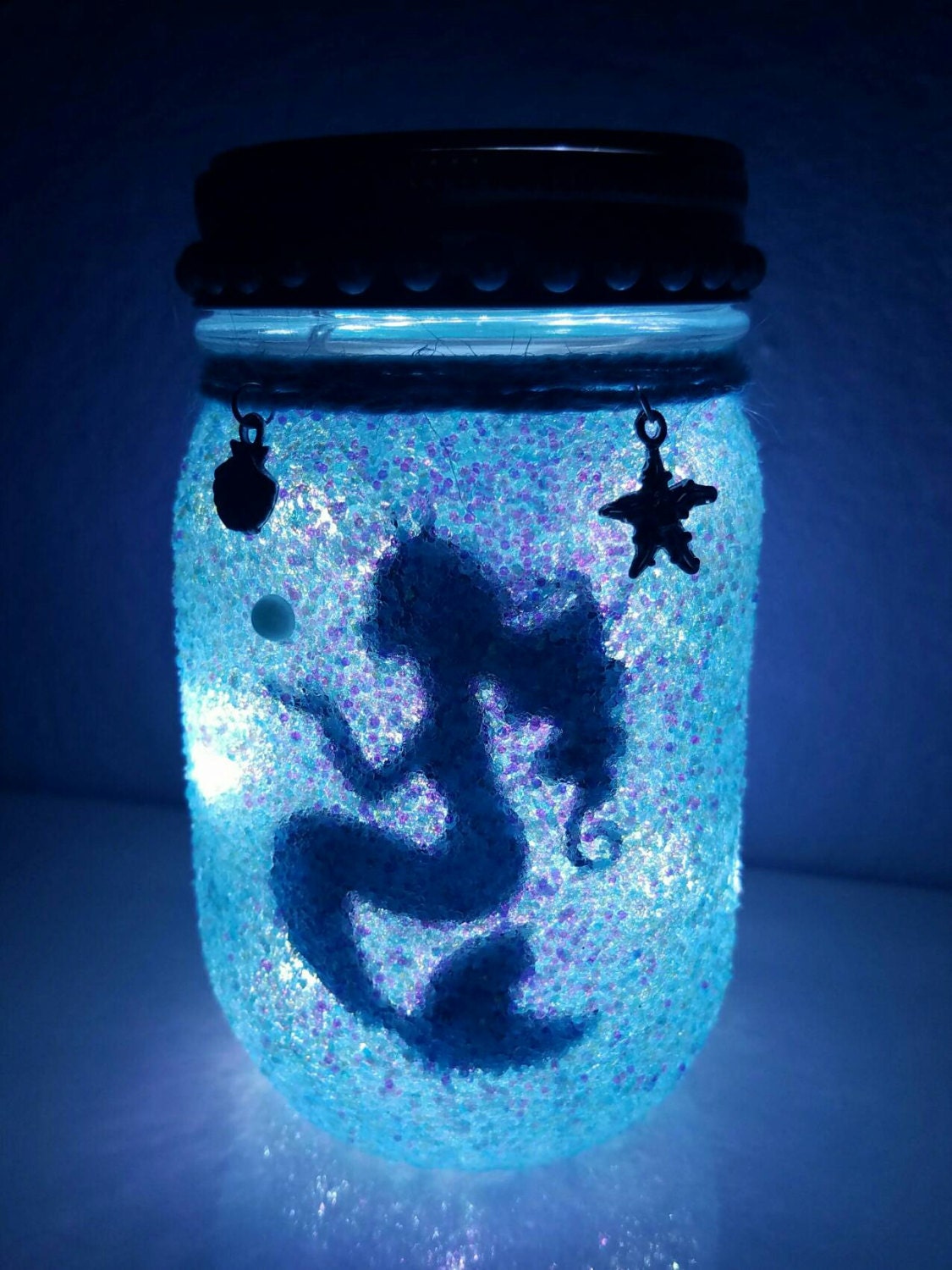 stencil mason decor jar in light mermaid jar Mermaid decor mermaid jar mermaid