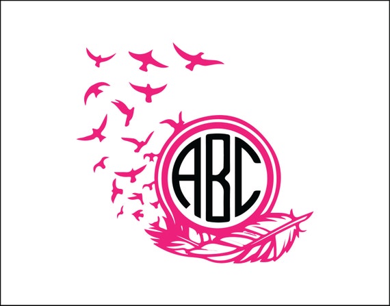 Download Feather bird monogram digital download unique girly svg dxf