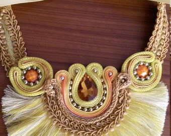 Necklaces of various colors with fringe ethnic
