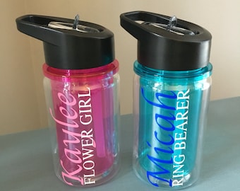 Flower girl cup, Ring Bearer cup, personalized flower girl water bottle, personalized ringbearer cup, wedding favor, wedding party