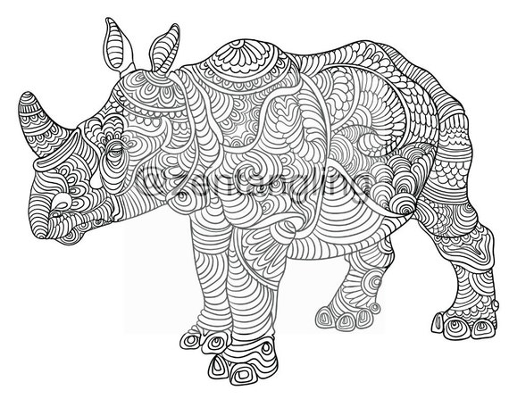 Rhino Zentangle by ZenTangling on Etsy