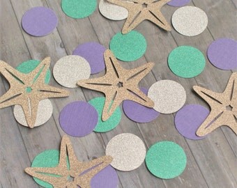 Paper Confetti, Table Confetti, Mermaid Party Decorations, Mermaid Confetti, Under the Sea, Party Decorations, Starfish Decor
