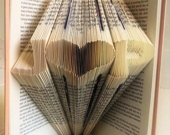 Wedding Gift, Gift For Book Lovers, Folded Book Art with Personalized Initials, Gift for Reader