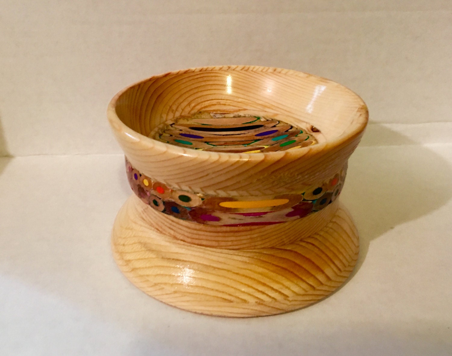 Custom Layered wood / colored pencil bowl