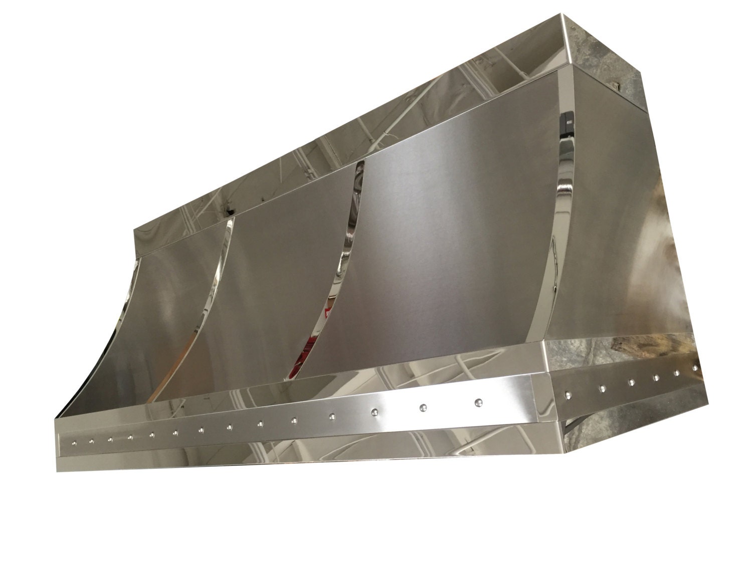 Stainless Steel Range Hood with Polished Stainless Straps and