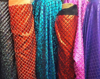 Mermaid Fabric Hologram Fish Scales Stretch Spandex (58"/60" wide) Sold by Yard
